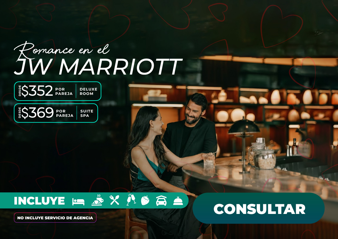 Cena romántica gourmet a la luz de las velas en el restaurante del Hotel JW Marriott Caracas para celebrar San Valentín con Molina Viajes