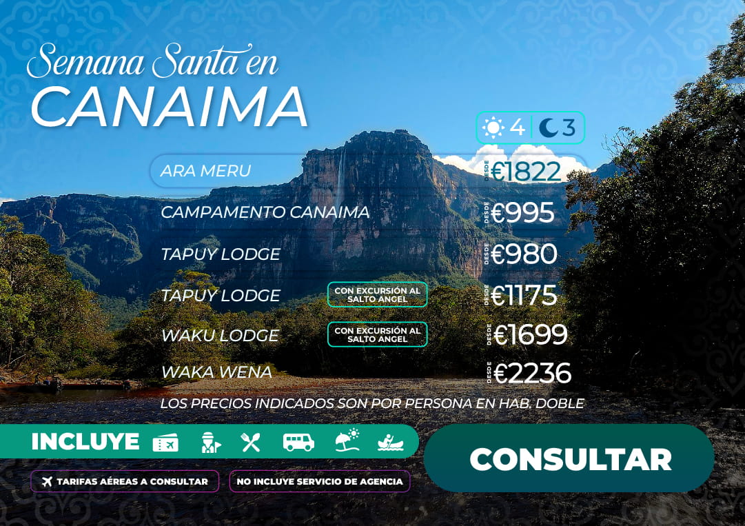 Vista impresionante del Salto Ángel en el Parque Nacional Canaima para paquetes turísticos de Semana Santa 2026 organizados por Molina Viajes.