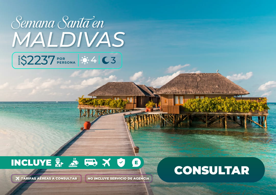 Resort de lujo con villas sobre el agua en Islas Maldivas para vacaciones de Semana Santa 2026, paquete de viaje exclusivo de Molina Viajes.